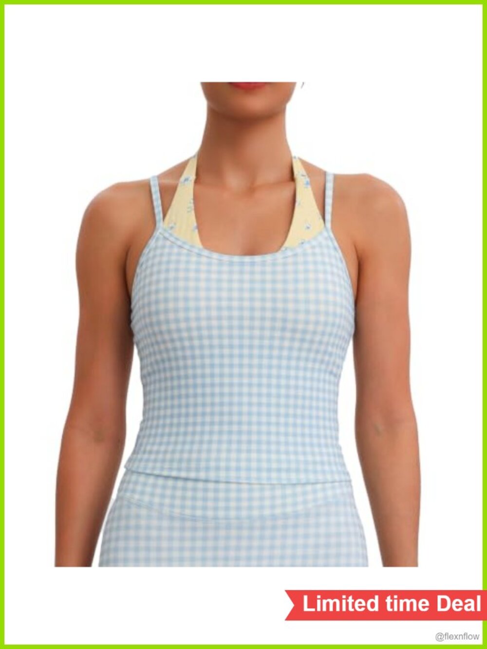 2-Piece Halter Sports Bra & Cami Tank Set Nylon Spandex Cropped